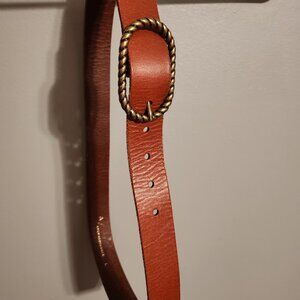 Anthropologie Warn Brown Belt with Gold Twist Buckle Size L